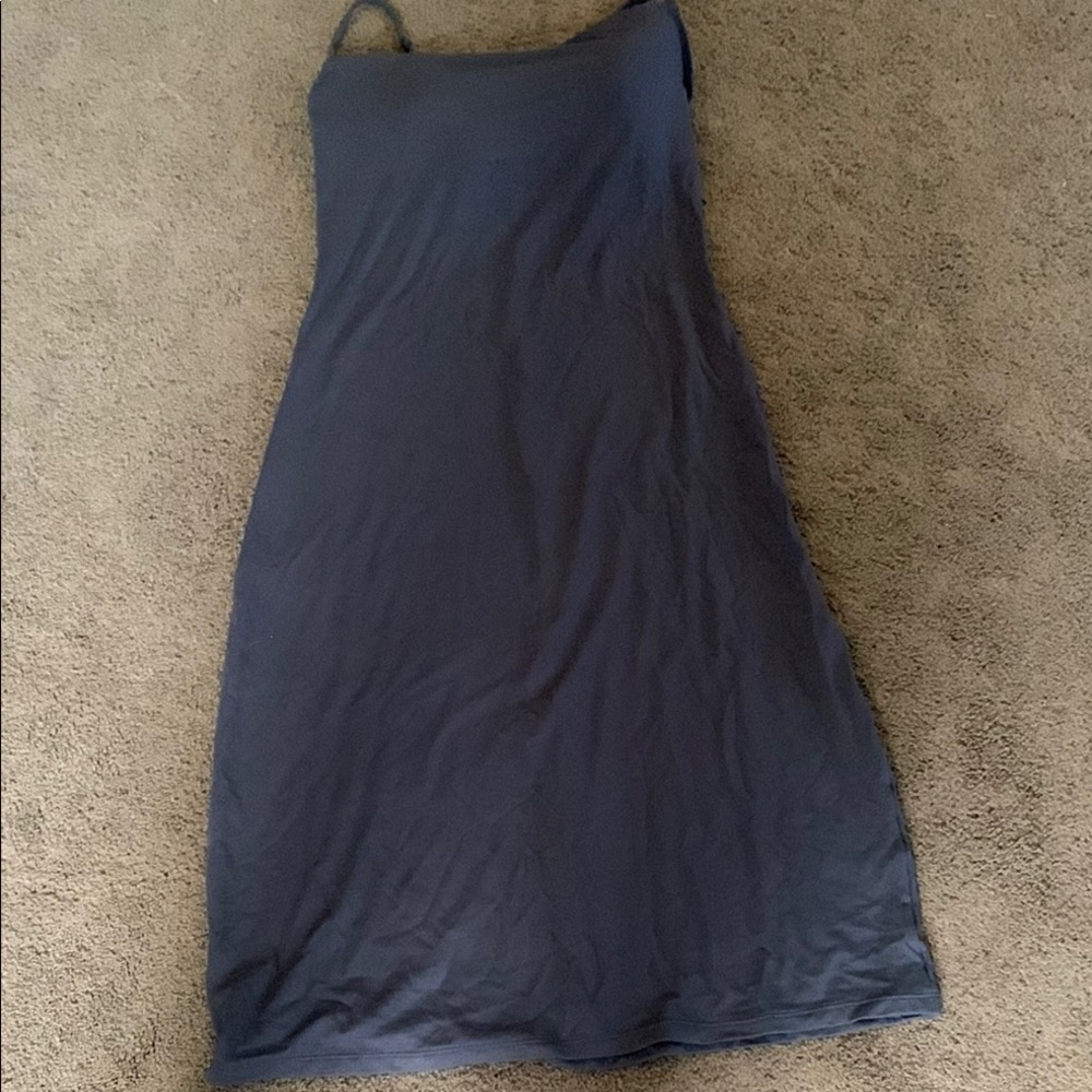SKIMS Gray Spaghetti Strap Slip Midi Dress